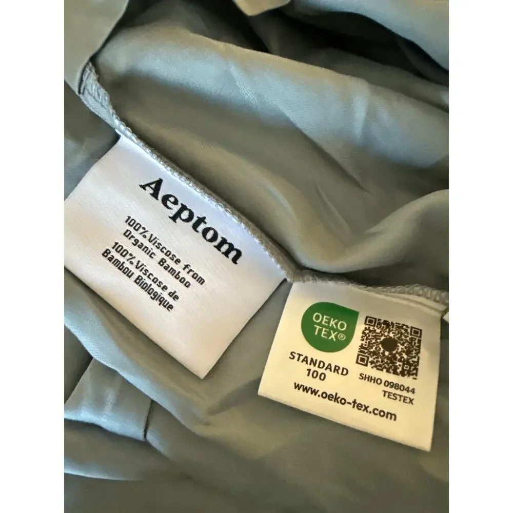 Aeptom organic bamboo sateen duvet cover set Slate Blue King/Cal King NWOT